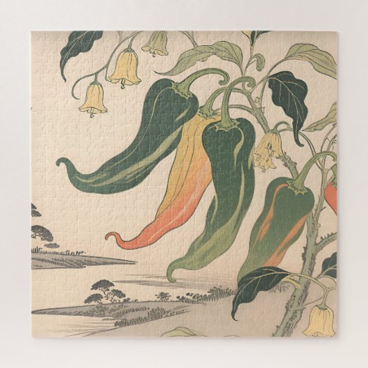 Illustratie van vintage chilipeper legpuzzel (Verticaal)