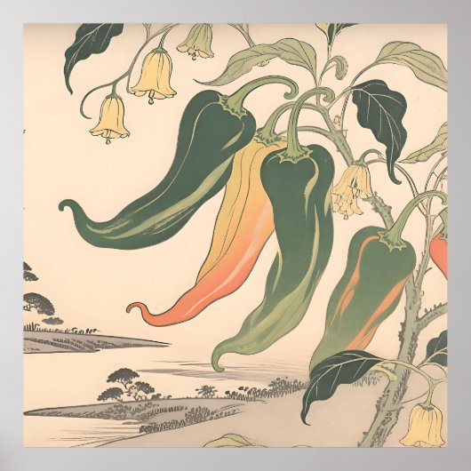 Illustratie van vintage chilipeper poster (Voorkant)
