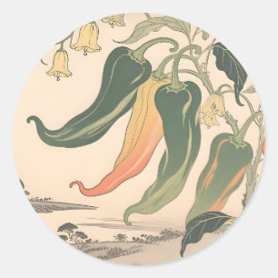 Illustratie van vintage chilipeper ronde sticker