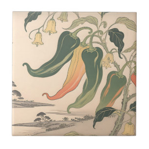 Illustratie van vintage chilipeper tegeltje