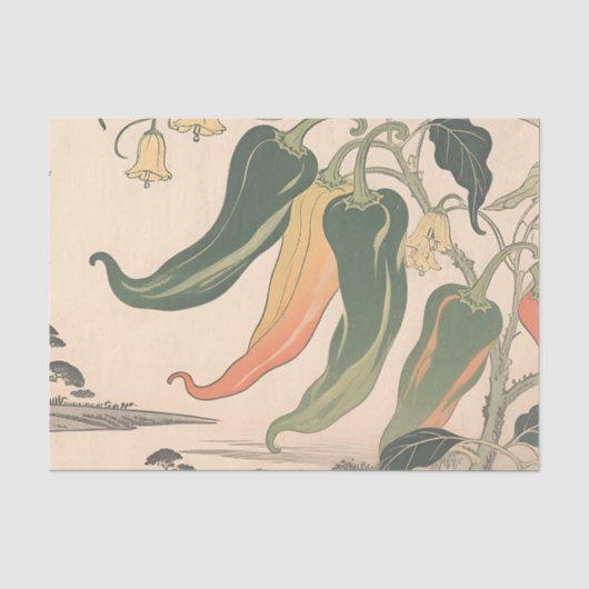 Illustratie van vintage chilipeper tissuepapier (Voorkant)