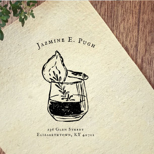 Illustratie van vintage cocktail Retouradres Rubberstempel