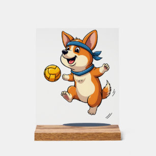 Illustratie van vintage Corgi volleybal Cute hond Acryl Bord