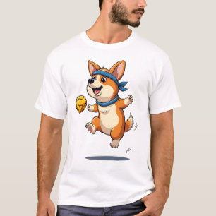 Illustratie van vintage Corgi-volleybal Lieve hond T-shirt