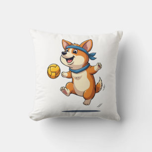 Illustratie van vintage Corgi-volleybal Schattige  Kussen