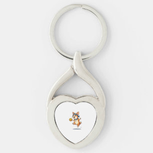 Illustratie van vintage Corgi-volleybal Schattige Sleutelhanger
