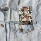 Illustratie van vintage geisha-kimono-waaier button (Insitu)