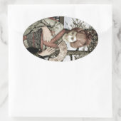 Illustratie van vintage geisha-kimono-waaier ovale sticker (Tas)