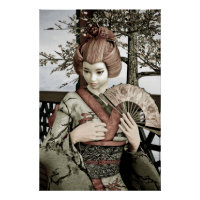 Illustratie van vintage geisha-kimono-waaier