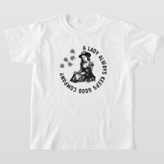 Illustratie van Vintage Heksachtige Dame en Hond T-shirt