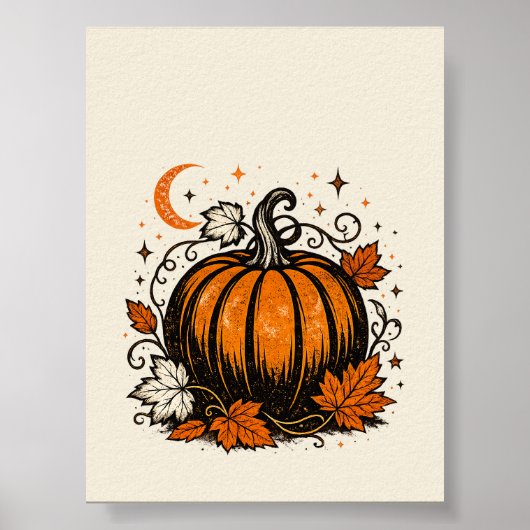 Illustratie van vintage herfstpompoen botanisch | poster (Voorkant)