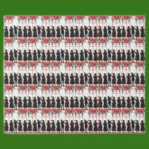 Illustratie van vintage kerstliedjeszangers in sil cadeaupapier