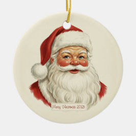 Illustratie van Vintage Kerstman Gezicht Kerstvers Keramisch Ornament
