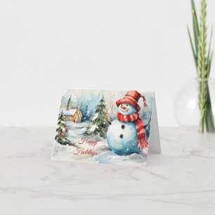 Illustratie van vintage kerstman in de sneeuw kaart