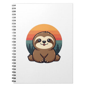Illustratie van vintage luiaard Cute retro dier ku Notitieboek