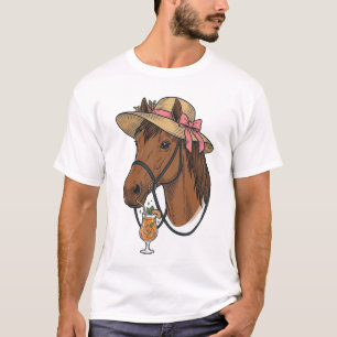 Illustratie van vintage paardencocktail zomerhoed t-shirt