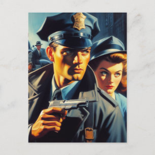 Illustratie van vintage pulp politie briefkaart
