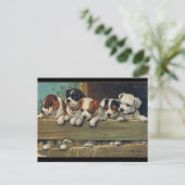 Illustratie van vintage puppy's, hondenwelpen briefkaart (Staand voorkant)