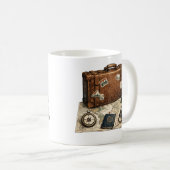 Illustratie van vintage reisessentials koffiemok (Voorkant rechts)