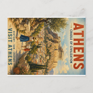 Illustratie van vintage reisposter van Athene - Wi Feestdagenkaart