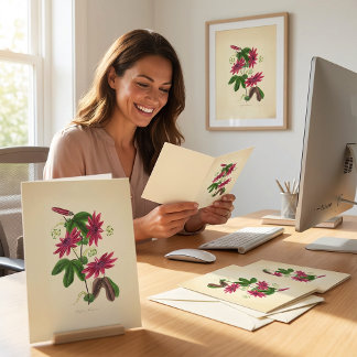 Illustratie van vintage rode bloemen kaart