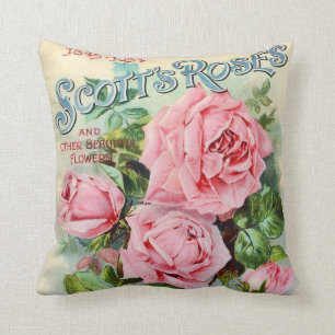 Illustratie van vintage rozenbloemcataloguscover kussen