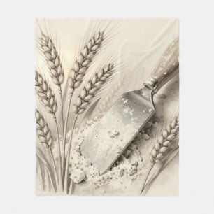 Illustratie van vintage tarwehalmen bloem deegschr fleece deken
