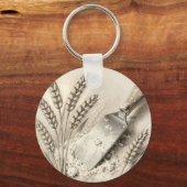 Illustratie van vintage tarwehalmen en deegschrape sleutelhanger (Voorkant)