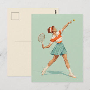 Illustratie van vintage tennisservice briefkaart