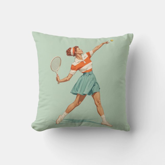 Illustratie van vintage tennisservice kussen (Voorkant)