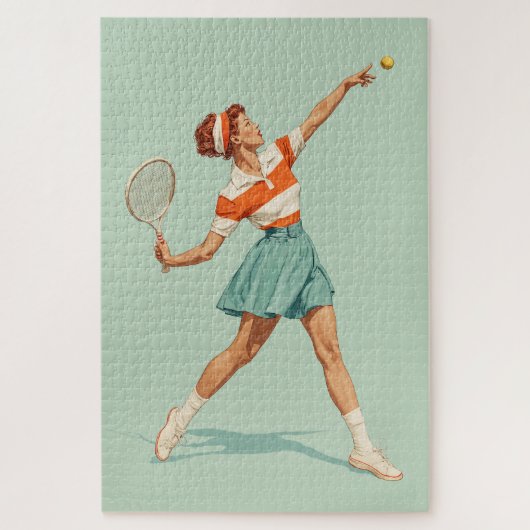 Illustratie van vintage tennisservice legpuzzel (Verticaal)
