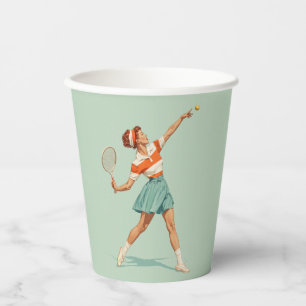 Illustratie van vintage tennisservice papieren bekers