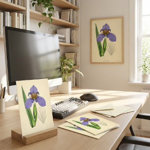 Illustratie van vintage violette bloemen kaart