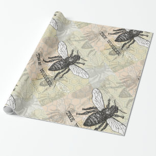Illustratie van vintage werkbij cadeaupapier