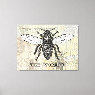 Illustratie van vintage werkbij canvas afdruk