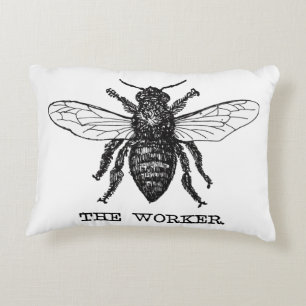 Illustratie van vintage werkbij decoratief kussen