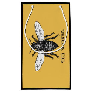Illustratie van vintage werkbij klein cadeauzakje