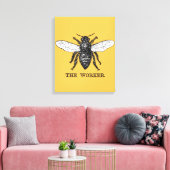 Illustratie van vintage werkbij kunst canvas afdruk (Insitu (Woonkamer))