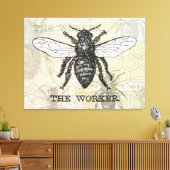 Illustratie van vintage werkbij kunst canvas afdruk (Insitu (Woonkamer))