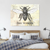 Illustratie van vintage werkbij kunst canvas afdruk (Insitu (Slaapkamer))