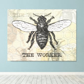 Illustratie van vintage werkbij kunst canvas afdruk (Insitu (Houten vloer))