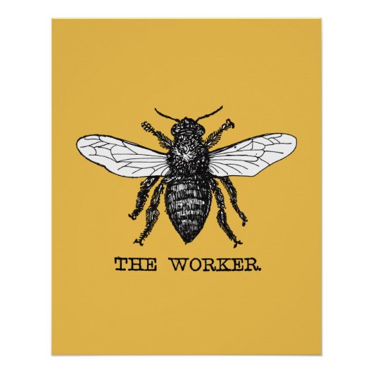 Illustratie van vintage werkbij kunst poster (Voorkant)