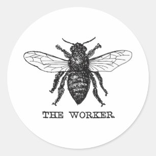 Illustratie van vintage werkbij kunst ronde sticker