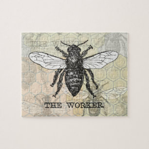 Illustratie van vintage werkbij legpuzzel