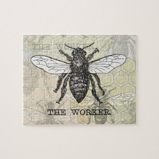 Illustratie van vintage werkbij legpuzzel (Horizontaal)