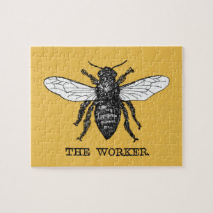 Illustratie van vintage werkbij legpuzzel