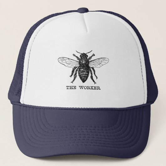 Illustratie van vintage werkbij trucker pet (Voorkant)