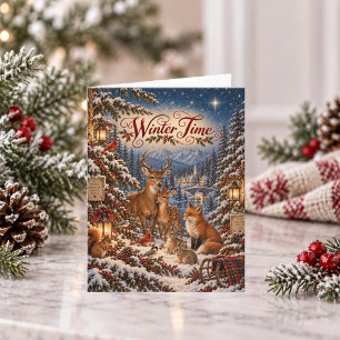 Illustratie van vintage wintertijd feestdagen kaart