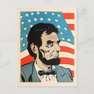 Illustratie van vlag van de VS met Abraham Lincoln Briefkaart
