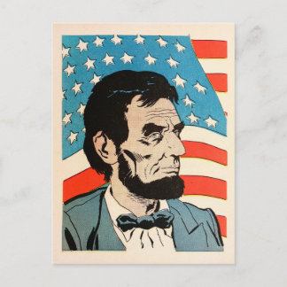 Illustratie van vlag van de VS met Abraham Lincoln Briefkaart